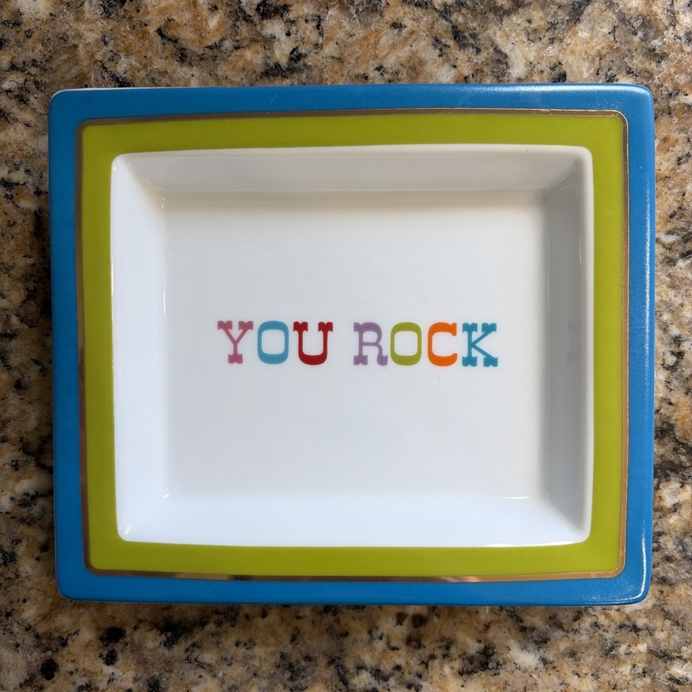 Two's Company Wise Sayings YOU ROCK Inspirational Porcelain Trinket Tray Dish